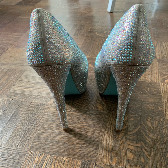 Betsey Johnson Blue Rhinestone High Heels - Picture 5 of 8